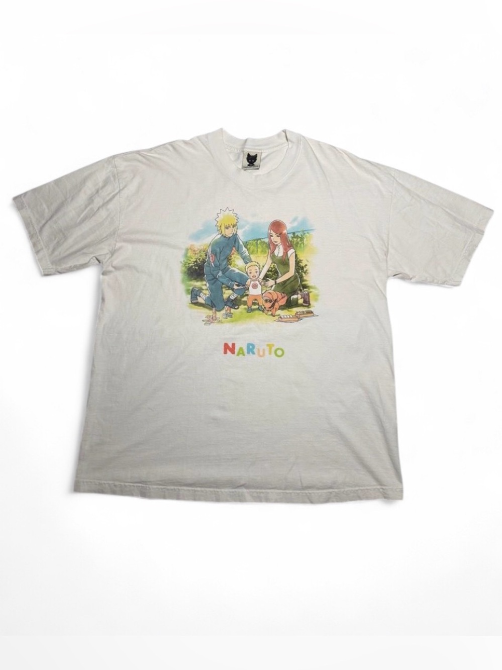 Project Mori Naruto Family Graphic Boxy T-Shirt White USA Hand Printed Anime XL